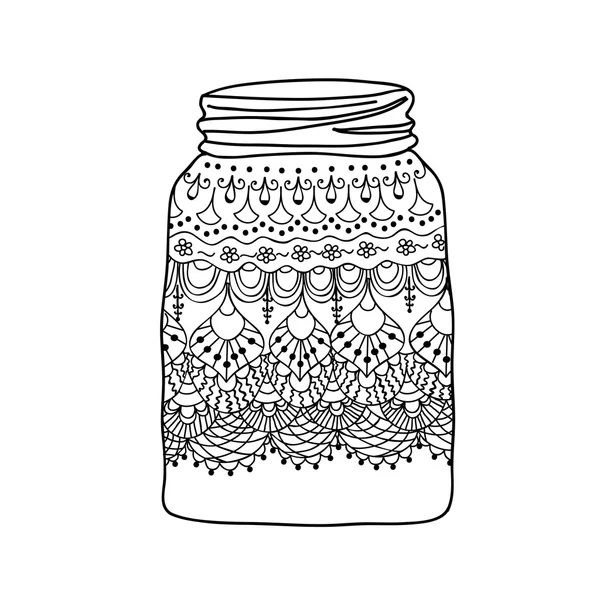 Sketch of hand drawn jar with lace — Stock Vector