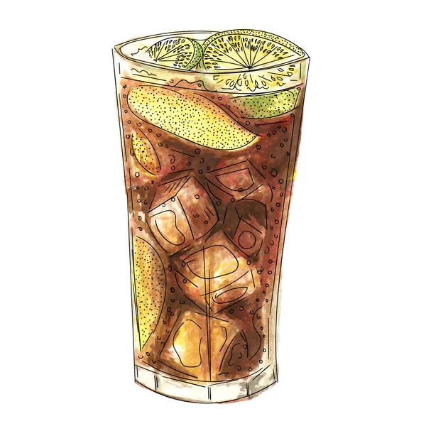 Akvarell skiss iste cocktail — Stock vektor