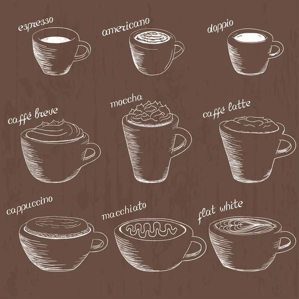 Виды кофе ручной работы — стоковый вектор