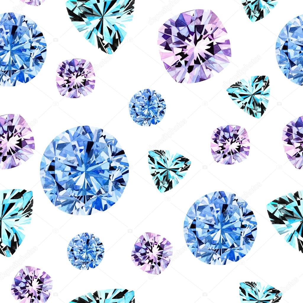 Watercolor blue diamond pattern