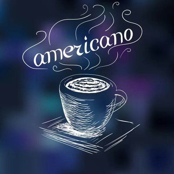 Coffee americano doodle — Stock Vector
