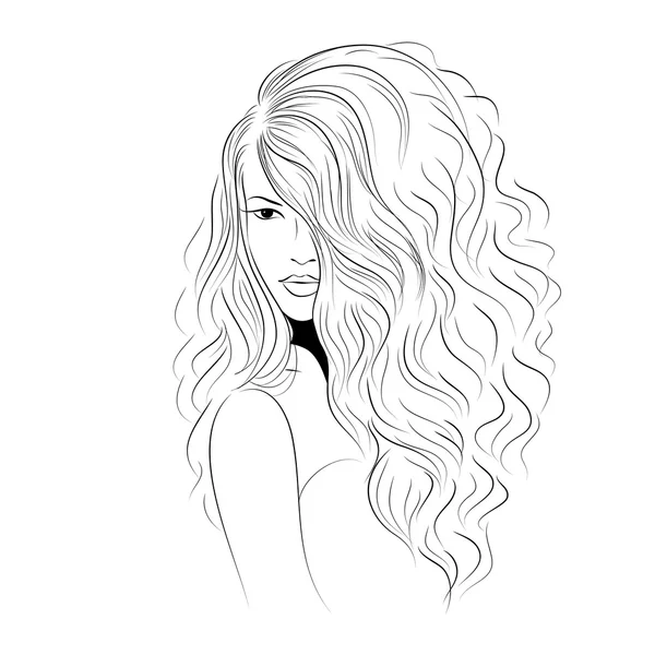 Модель з об'ємним закрученим волоссям — стоковий вектор