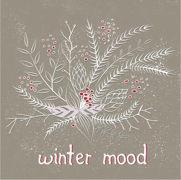 Carte d'hiver Pastel doodle — Image vectorielle