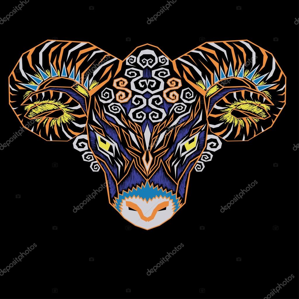 Colorful geometric front ram illustration