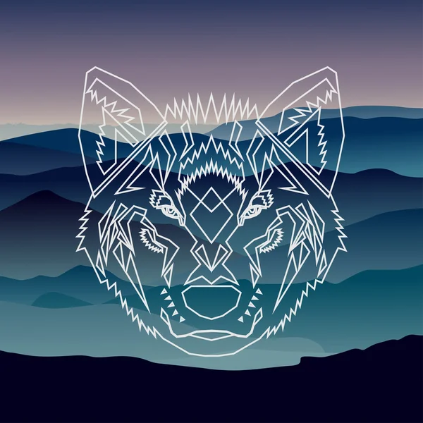 Geometrische witte wolf — Stockvector