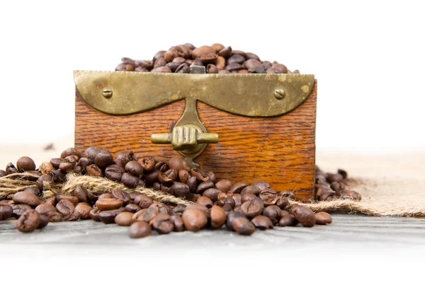 Coffee Box with Beans — Stock Photo, Image