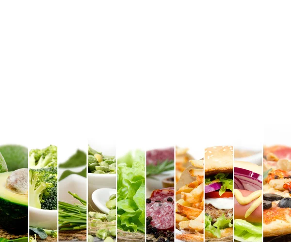 Zdravé nezdravé potraviny — Stock fotografie