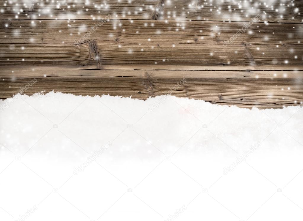 Wood with snow