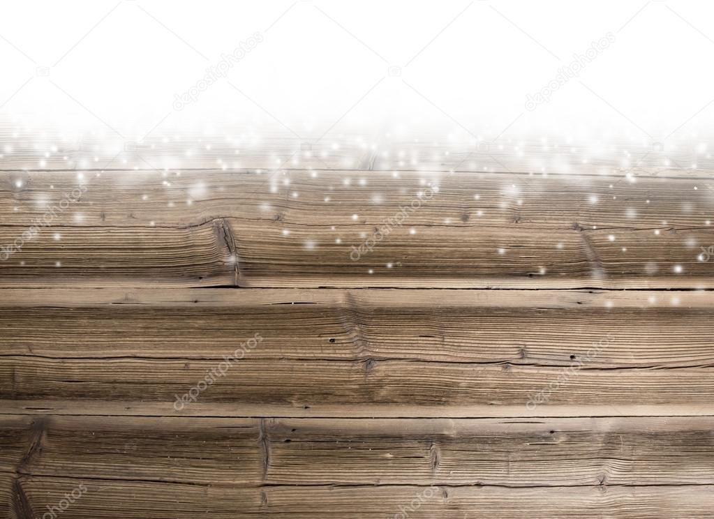Wood with snow