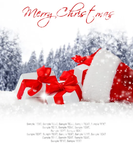 Santa zak en geschenken — Stockfoto