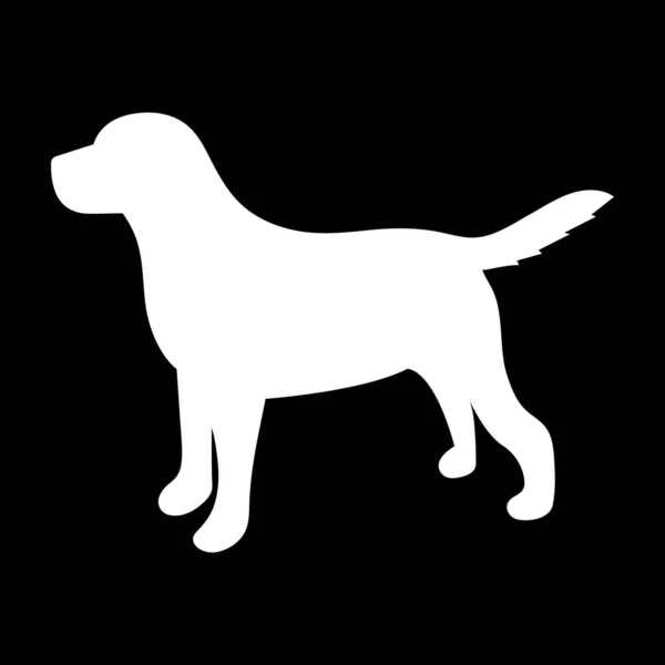 Weiße Silhouette Eines Hundes Auf Schwarzem Hintergrund Vektorillustration — Stockvektor
