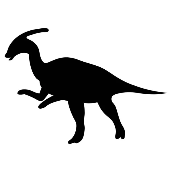 Svart Siluett Dinosaurie Vit Bakgrund Vektorillustration — Stock vektor