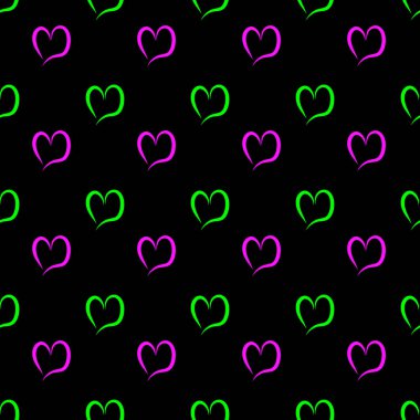 Siyah arka planda kalpleri olan kusursuz bir model. Vektör illüstrasyonu.