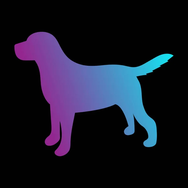 Farbige Silhouette Eines Hundes Auf Schwarzem Hintergrund Vektorillustration — Stockvektor