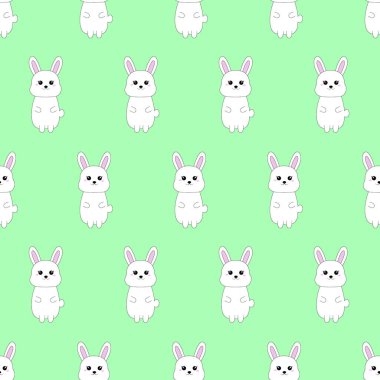 Çizgi film tavşancığıyla kusursuz desen. Vektör illüstrasyonu.