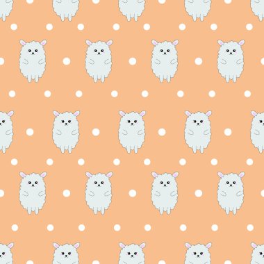 Şirin koyunlarla kusursuz desen. Vektör çizimi. Kumaş, tekstil, duvar kağıdı, giysi için çocuk dokusu.