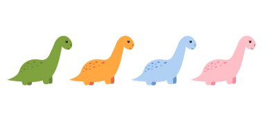 Bir grup sevimli dinozor. Vektör illüstrasyonu.