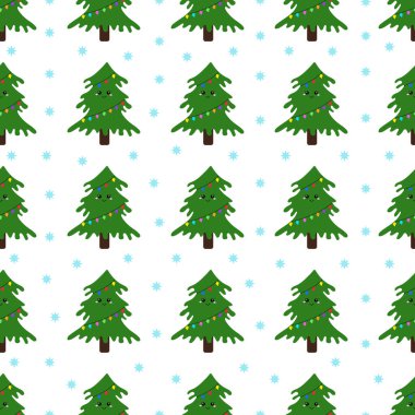 Noel ağacında kusursuz desen. Vektör çizimi. Noel arkaplanı.