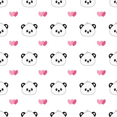 Çizgi roman pandasıyla kusursuz desen. Vektör illüstrasyonu.