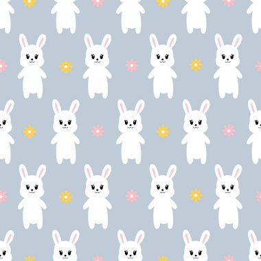 Çizgi film tavşancığıyla kusursuz desen. Vektör illüstrasyonu.