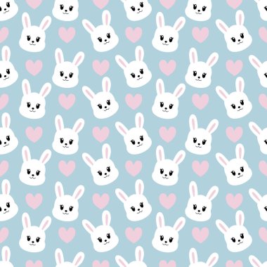 Çizgi film tavşancığıyla kusursuz desen. Vektör illüstrasyonu.