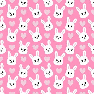 Çizgi film tavşancığıyla kusursuz desen. Vektör illüstrasyonu.