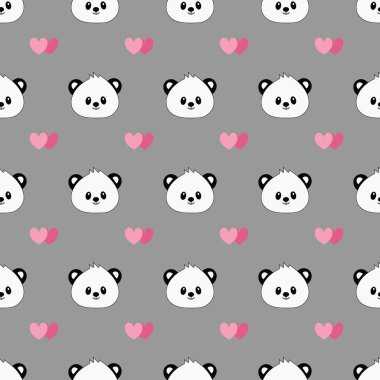 Çizgi roman pandasıyla kusursuz desen. Vektör illüstrasyonu.
