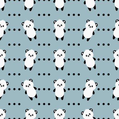 Şirin pandayla kusursuz desen. vektör illüstrasyonu.