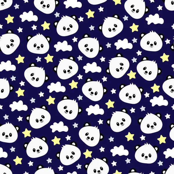 Patrón Sin Costuras Con Lindo Panda Dibujos Animados Ilustración Vectorial — Vector de stock