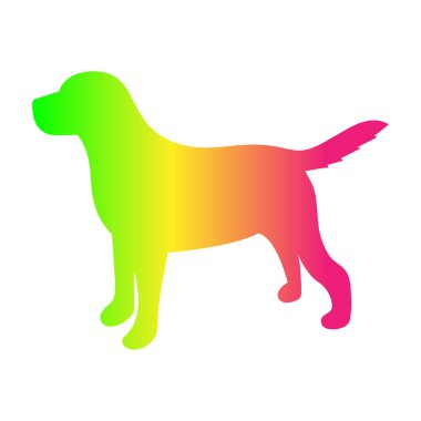 Beyaz arka planda bir köpeğin renkli silueti. Vektör illüstrasyonu.