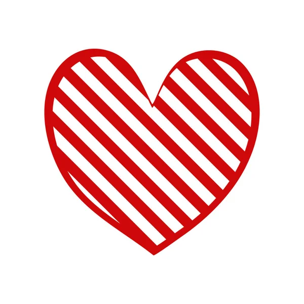 美しい赤白の心 ベクトルフラットイラスト バレンタインデー — ストックベクタ