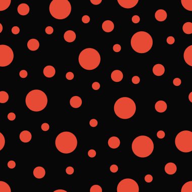 Kusursuz desen. Kırmızı halkalı siyah arka plan. Vektör illüstrasyonu.