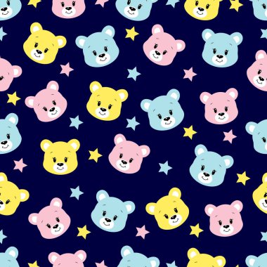 Tatlı çizgi film ayısı. Vektör çizimi. Kusursuz desen.