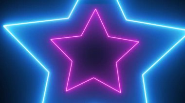 Neon yıldız animasyonuna sahip soyut arkaplan.