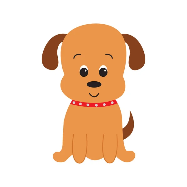 Cute Cartoon Dog Vector Flat Illustration — Stock Vector