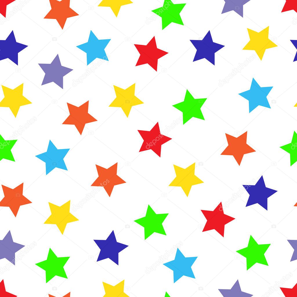 Seamless pattern with colorful stars. Vector illustration.
