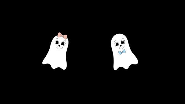 Призраки Хэллоуина Анимации — стоковое видео
