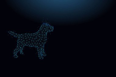 Çizgiler ve üçgenlerden yapılmış soyut ikon köpek. Düşük poli biçimi tasarımı.