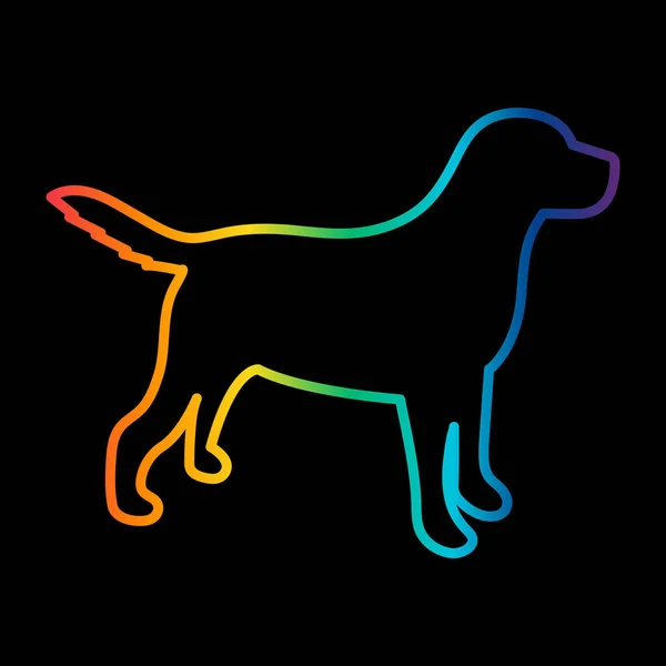 Silueta Arco Iris Perro Sobre Fondo Negro Ilustración Vectorial — Archivo Imágenes Vectoriales