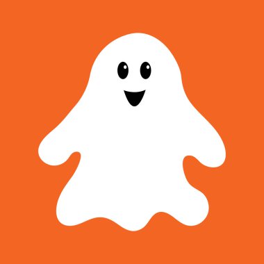 Çizgi film sevimli hayalet. Vektör çizimi. Cadılar Bayramı.