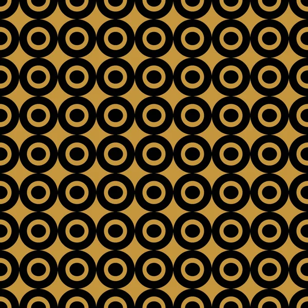 Seamless Pattern Gold Background Black Circles Vector Illustration — Stock Vector