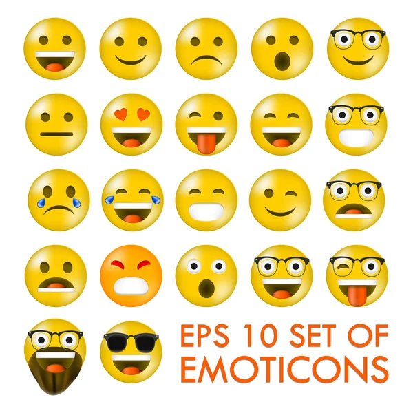 Set dari Emoticons atau Emoji. Terisolasi - Stok Vektor