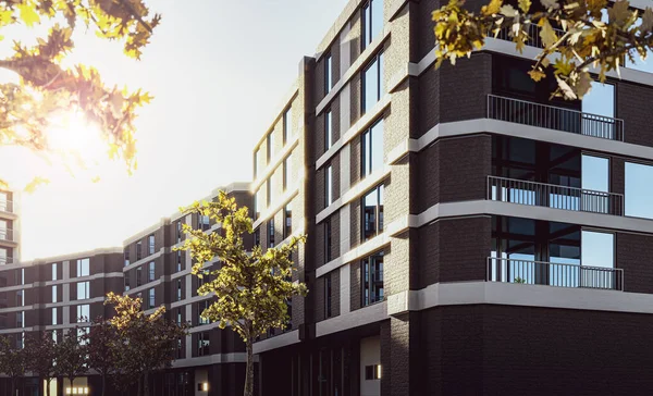 Modern apartman binaları dış hatlar. Güneşli bir gün