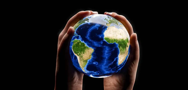 Maa Ihmisen Käsissä Huolehtiminen Maan Käsitteestä Suuria Yksityiskohtia Elementit Tämän — kuvapankkivalokuva