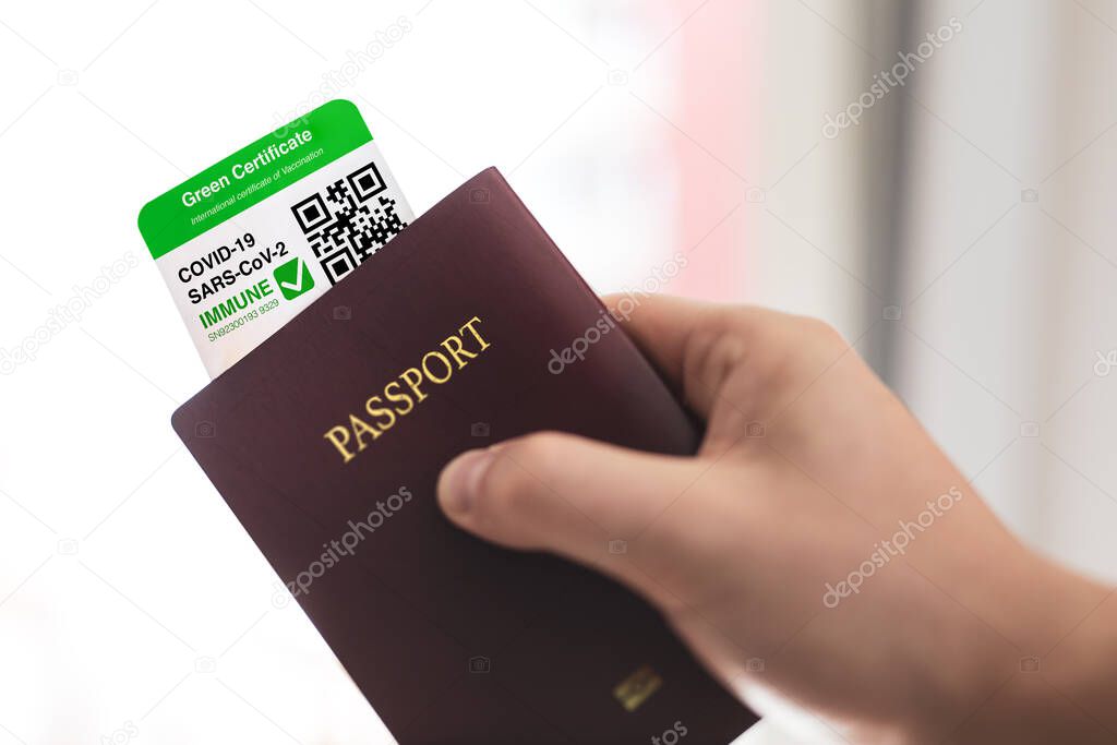 Passport with a current covid-19 vaccination pass