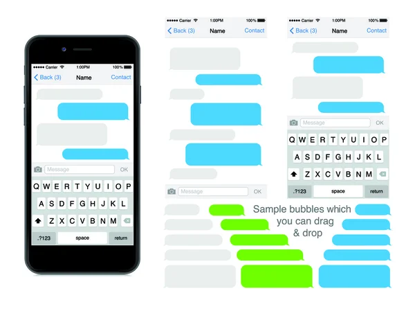 智能手机聊天短信模板气泡 — 图库矢量图片