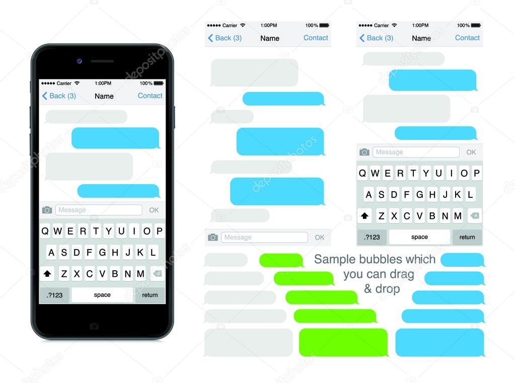 Smartphone chatting sms template bubbles