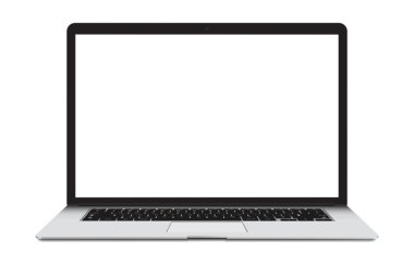 Laptop with blank screen isolated on white. clipart
