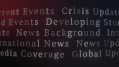 Pikselli CRT Ekranı, Küresel Olaylar ve Bilgi akışı Konsepti, Döngüsel Yayınlama B-Kaydı Özgeçmişi hakkındaki Animasyon Son Dakika Haberleri