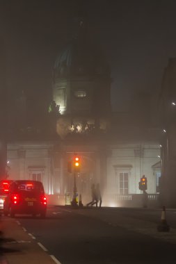 Bank of Scotland building in a foggy night in Edinburgh, Scotlan clipart
